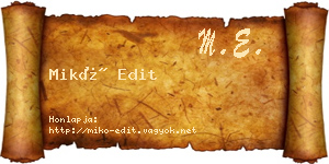 Mikó Edit névjegykártya